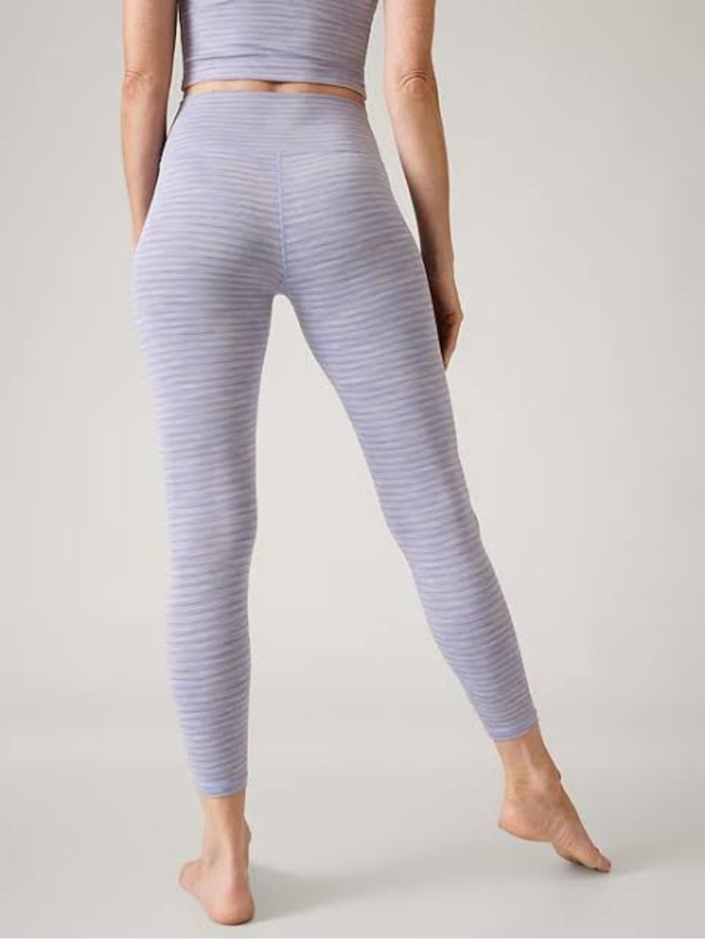 Athleta Transcend 7/8 Textured Striped Leggings Blue Stripe | Medium